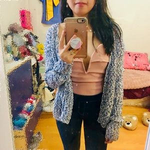 Wet Seal Blue and White Knit Cardigan